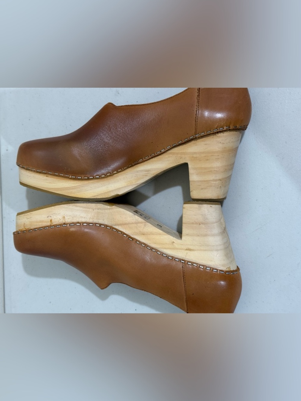 Free People Cognac Leather Platform Clog Mules - Picture 4 of 10